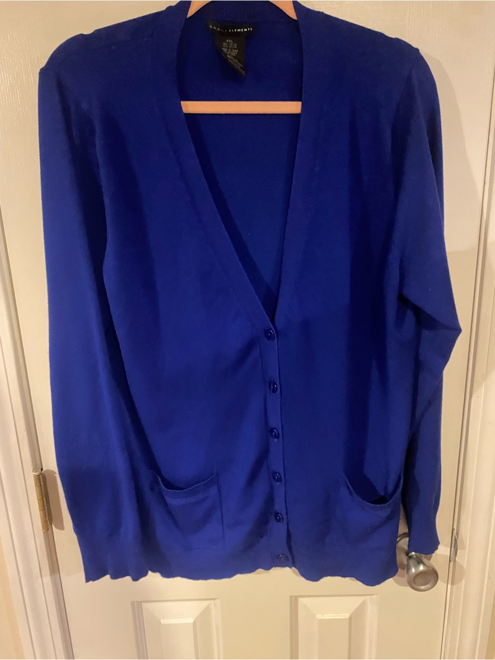 Grace Elements Royal Blue V-Neck Button Cardigan